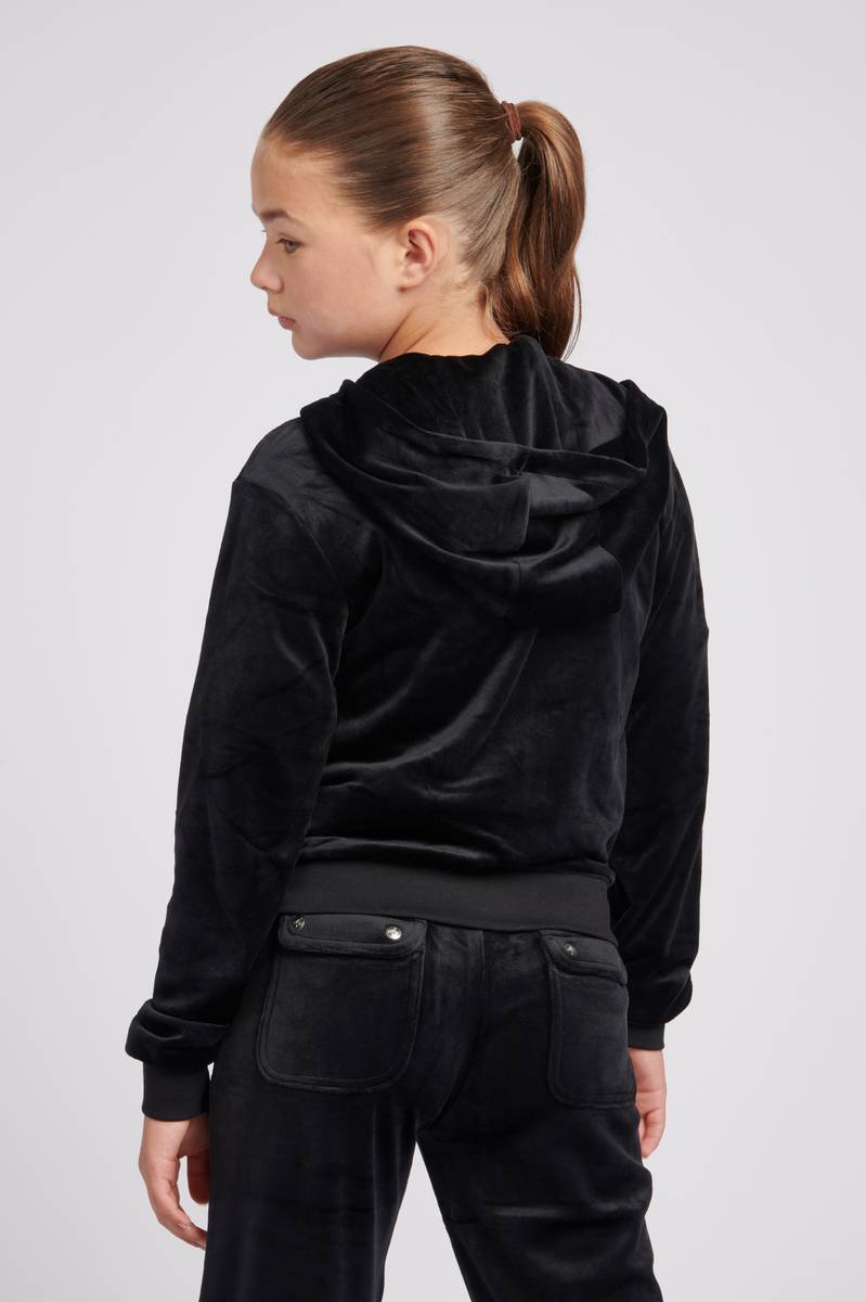 Juicy Couture - Tonal Embro Velour Zip Thru Hoodie Jet Black