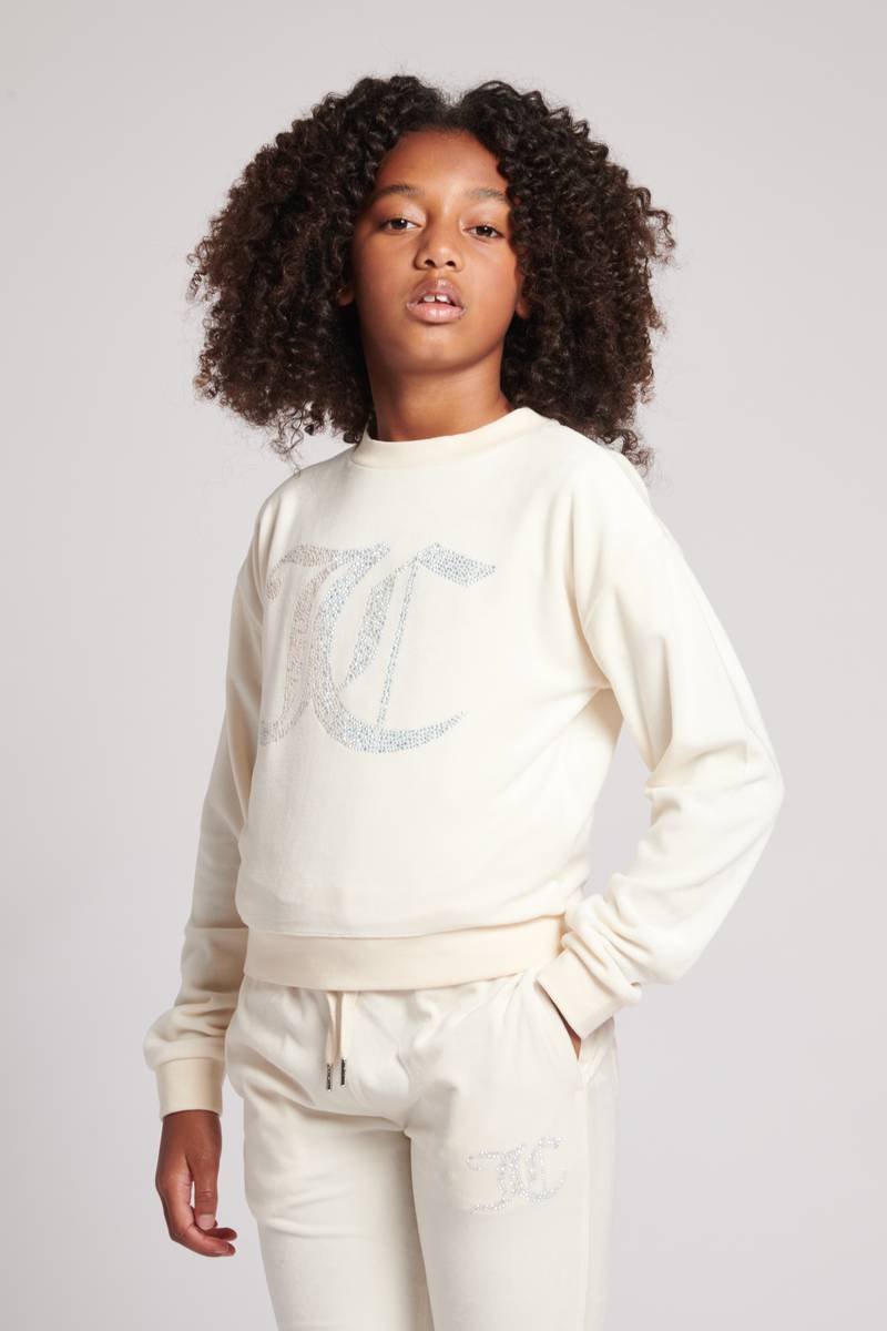 Juicy Couture - Diamante Velour Crew Vanilla Ice