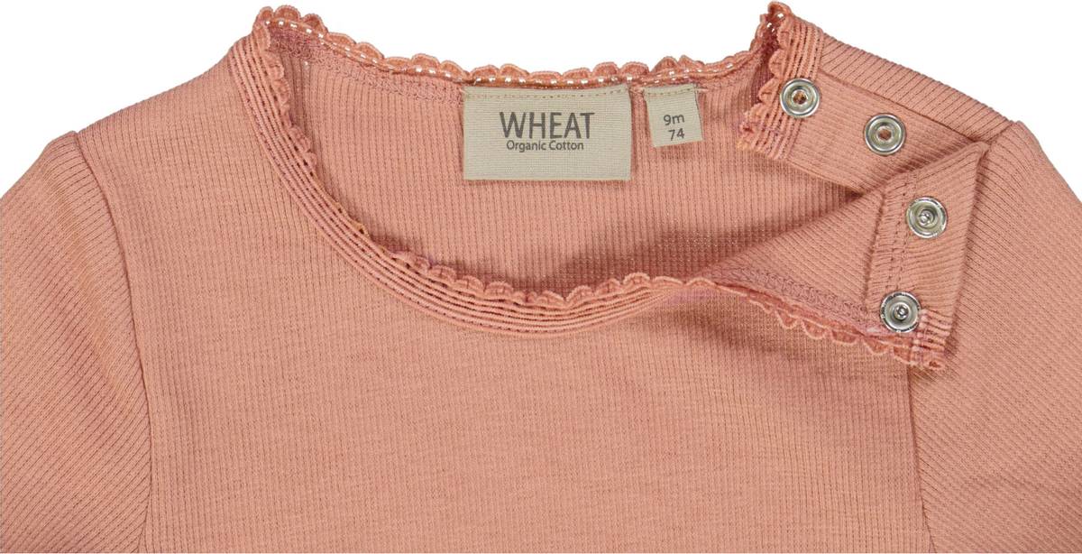 Wheat - Rib T-Shirt Lace Baby SS Cameo brown